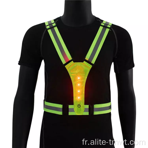 Gilet de sécurité réfléchissant avec lumière LED